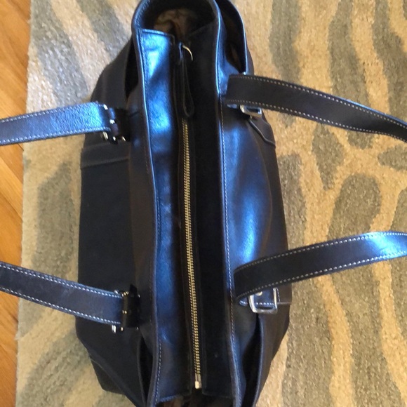 Coach black leather diaper bag with changing mat - Picture 4 of 8